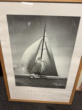 Vintage 1978 Beken Of Cowes framed tall ship poster print on vinyl