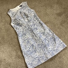 New New Look blue & cream floral sleeveless knee length shift dress size 8