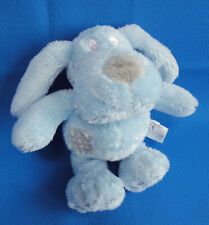 BLUE ? PUPPY DOG ? grey gingham patch 7" soft comforter hug toy NEXT baby 0+