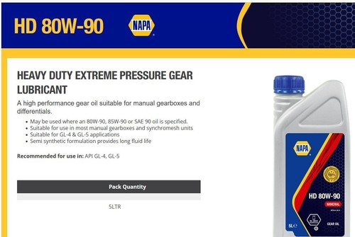 5ltr 80w gear - 5ltr, oil