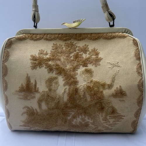 Vtg 1960 tapestry carpet bag - carpet,
