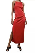 Zara New Womens Red Tied Satin