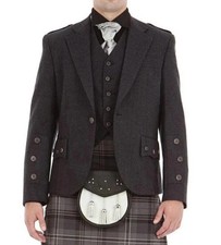 Charcoal Grey Argyle Jacket & Vest Men’s Scottish Highland Wedding Kilt