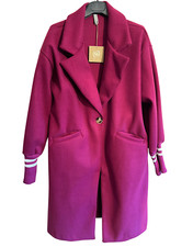 Womens Italian Wool Blend Stylish Winter Coat - In Cerise