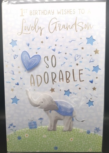 Grandson 1st birthday card - grandson,