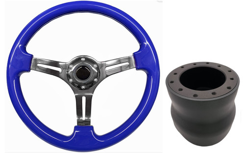 Blue chrome steering wheel - chrome,