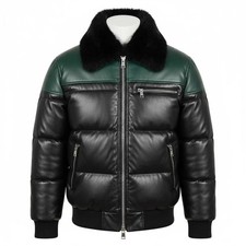 Men's Puffer Leather Jacket
