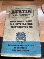 1955 Austin A30 'Seven' Running & Maintenance Instruction Handbook