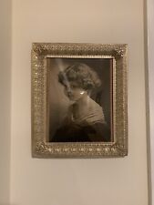 Stunning Antique Filigree Metal Frame With Silk Lined Backing And Convex Glass