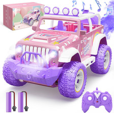 DEERC Pink Remote Control Car for Girls with Fog Mist & Music, 1:16 RC Car with 