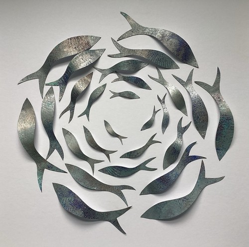Shoaling fish metal effect - 3d,