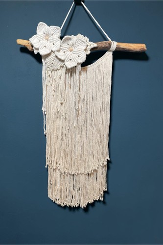 White macrame wall hanging - wall,