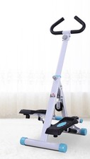 HOMCOM Foldable Stepper Adjustable Step Machine w/ Handlebar LCD Display, White