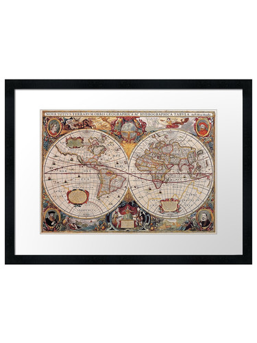 Old cartographic map framed - old,
