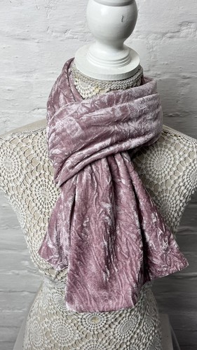 Pink crushed velvet scarf wrap - pink,