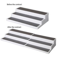 Extendable Shelf 3 Tier Step Jar Tin Spice Storage Rack Cupboard Organiser Racks