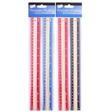 Just Stationery 12 inch Wooden Ruler (Pack of 2) ideal for school office etc