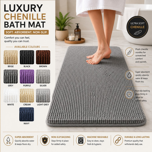 Chenille bath mat non - chenille,