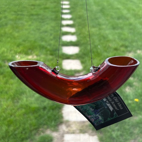 Handmade red glass hummingbird - red,