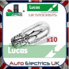 10 x 501 LUCAS SIDE LIGHT NUMBER PLATE PUSH IN CAR BULB CAPLESS 12V 5W LLB501