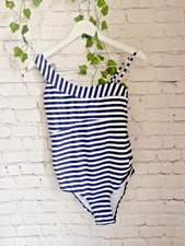 Maternity Swim suit/ navy stripe - cross shoulder/ size S