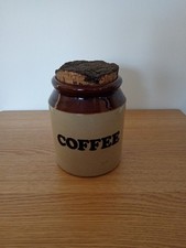 Vintage Pearsons Of Chesterfield Stoneware Coffee Jar With Cork Lid