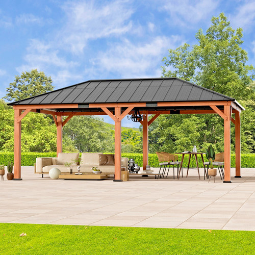 Outdoor large wood gazebo - wood, with