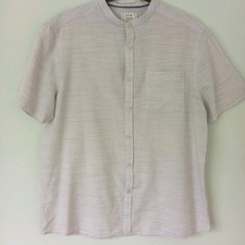 George Grey Striped Pocket Short Sleeve Cotton Shirt Grandad Collar Large Pit-24