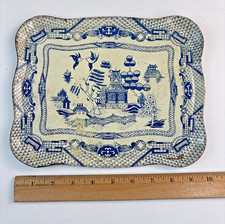 Vintage Tin Blue Willow