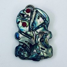 Antique Vintage Maori Hei-Tiki Carved Abalone Paua Shell Pendant Rare