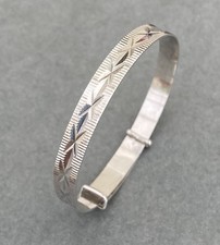 Vintage Sterling Silver Child’s Adjustable Baby/Christening Bangle.