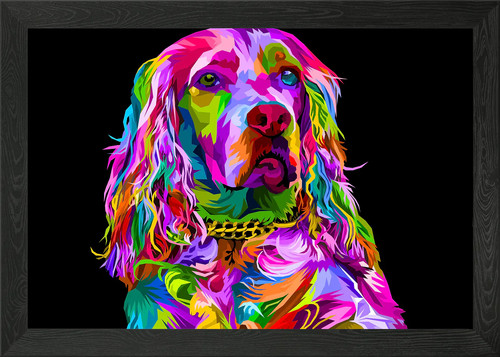 Colorful cocker spaniel framed - colorful,