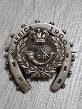 Antique Solid Silver “South Africa 1900” Sweetheart Brooch – Rifle Brigade (RB)