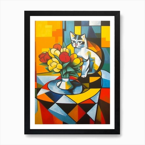 Freesia with cat cubism - a, 2