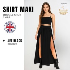 Womens Double Slit Maxi Skirt