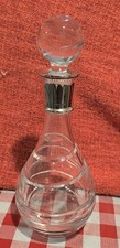 Carrs of Sheffield. Spiral Cut Crystal Decanter. Sterling Silver. VGC. No Chips