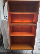 G Plan Mid Century Teak Bookcase With Working Light On Hairpin Leg
