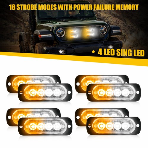 Amber white 4led car truck - 8x,