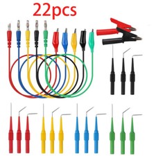 22PCS Digital Multimeter Probe Test Cable Leads Kit Alligator Clip Needle Tip