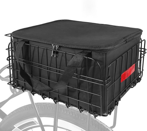 Folding rear bike basket steel - folding,