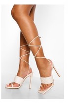 White Quilted Open Toe Strappy