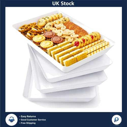 White plastic serving platters - plastic,