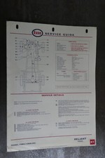 Reliant Rebel Service Guide Chart Car Automobilia Garage