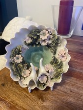 Beautiful Chessell Pottery Pink Flowers & Couple of Love Doves Decorative Bowl