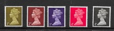 GB QEII  SG723-744 PRE-DECIMAL MACHINS, 5 values, all with MISSING PHOSPHOR. MM
