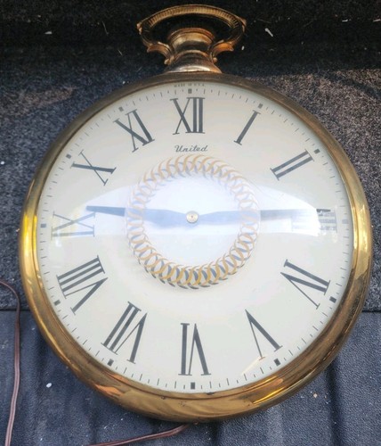 Vtg brass united clock - vtg,