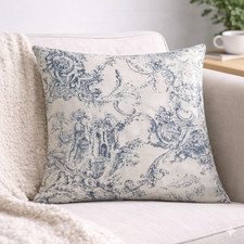 Cream blue toile - toile, jouy