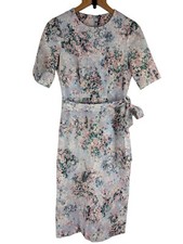 Phase Eight Chantel Printed Dress, Floral Pink & Blue Pencil Dress, Size UK 8