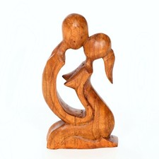 Fair Trade Hand Carved Wooden Abstract Figure - KNEELING LOVERS 