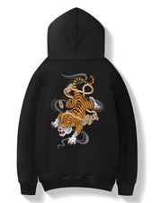 Niepce Men's Japanese Streetwear Sweatshirt Rich Tiger Embroidered Hoodie